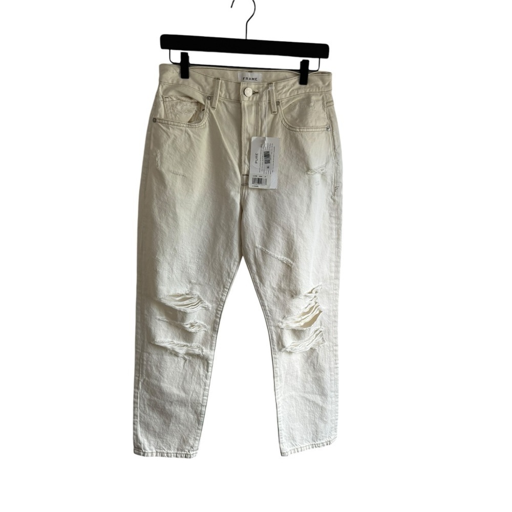 Frame Denim Le Original Off White Rips 27 Jeans Straight High Rise